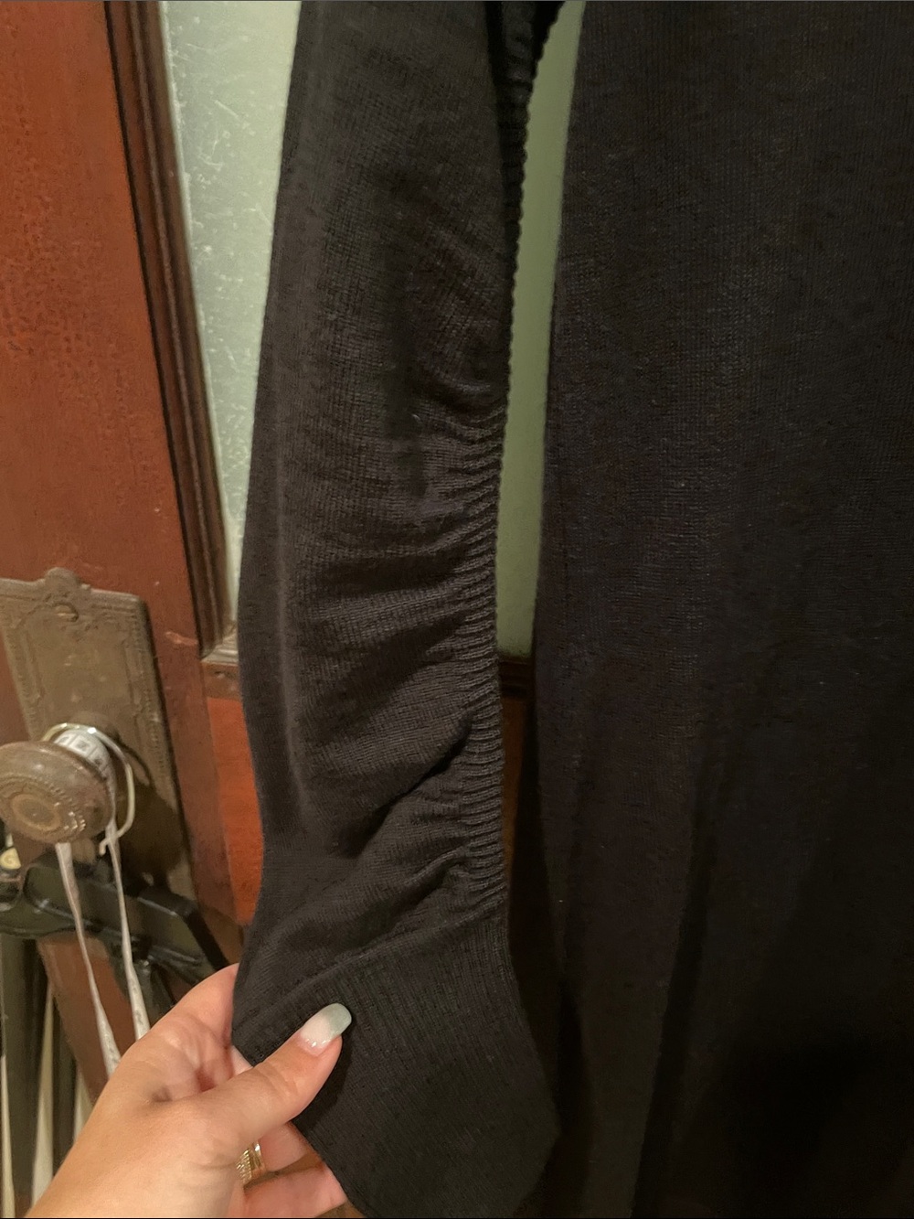 Ann Taylor Black Long Sleeve V-Neck Knit Dress - Picture 3 of 4